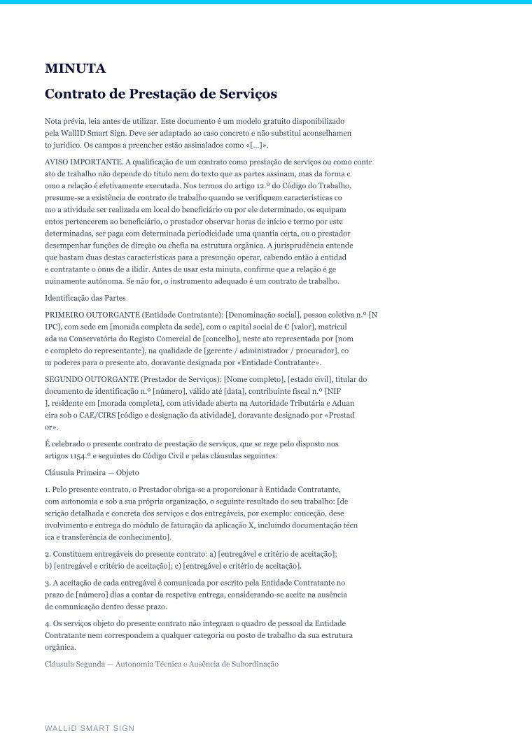 Pré-visualização: Minuta de Contrato de Prestação de Serviços